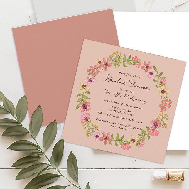 Floral Pink Botanical Pink Spring Bridal Shower Invitation (Creator Uploaded)