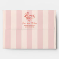 Floral Pink Bouquet Stripe Wedding