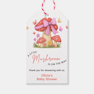 Floral Pink Bow A Little Mushroom Baby Shower Gift Tags