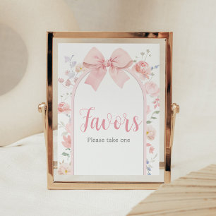 Floral Pink Bow Baby in Bloom Baby Shower Favours Poster