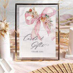 Floral Pink Bow Baby in Bloom Cards and Gifts Poster