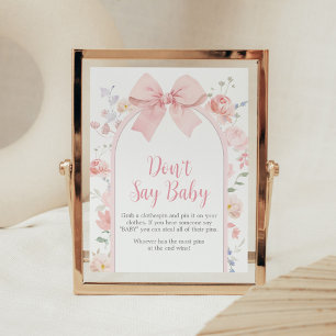 Floral Pink Bow Baby in Bloom Don't Say Baby Poster