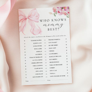 Floral Pink Bow Baby Shower Activity Games
