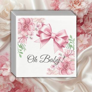 Floral Pink Bow Baby Shower Napkin