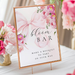 Floral Pink Bow Bouqet Bar  Poster
