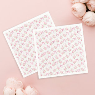 Floral Pink Bow Love Shack Baby Shower Napkin