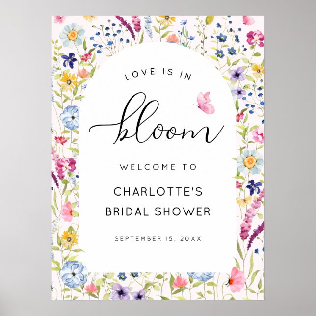 Floral Pink Bridal Shower Welcome  Poster (Front)