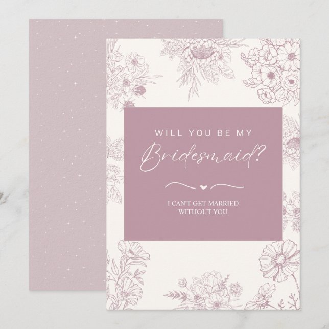 Floral Pink Bridesmaid Proposal Card (Front/Back)