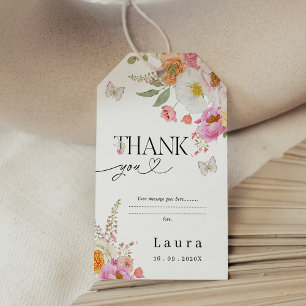 Floral Pink Butterflies Baby In Bloom Baby Shower Gift Tags