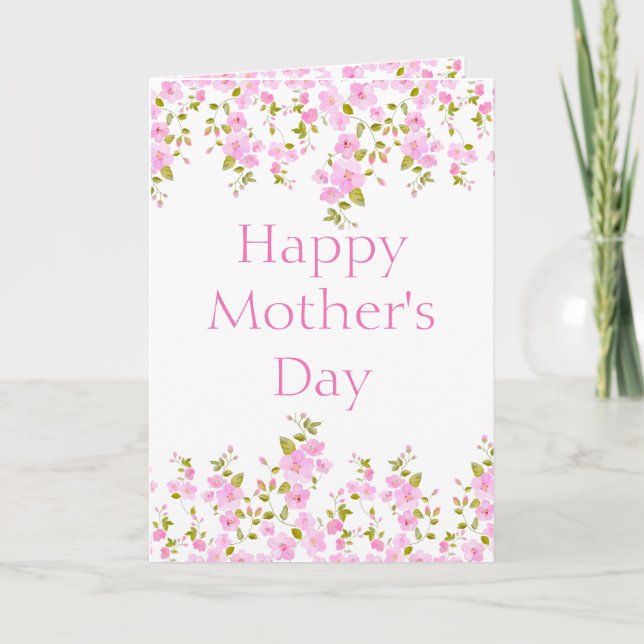 Floral Pink Cherry Blossom Custom Card (Front)