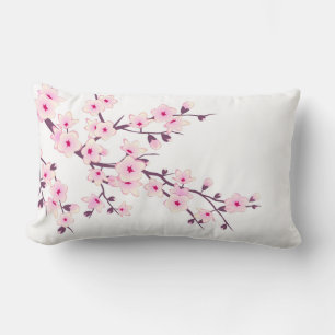 Floral Pink Cherry Blossoms Lumbar Cushion