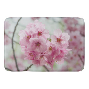 Floral Pink Cherry Blossoms Photography Bath Mat