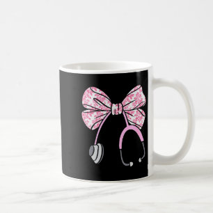 Floral Pink Coquette Bow Rn Nurse Stethoscope Nurs Coffee Mug