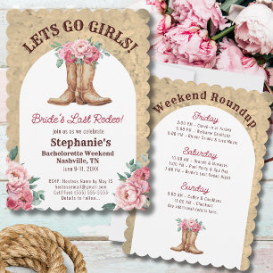 Floral Pink Cowgirl Bachelorette Girls Weekend Invitation