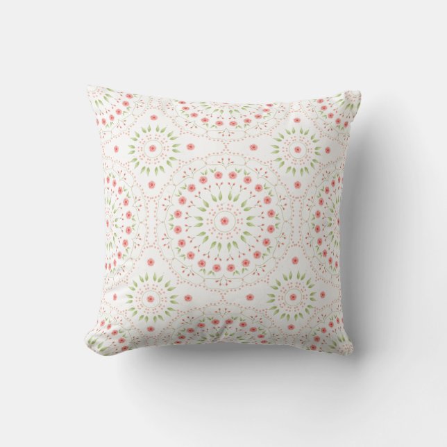 Floral Pink Cute Chic Minimalist Mandala Pattern  Cushion (Front)