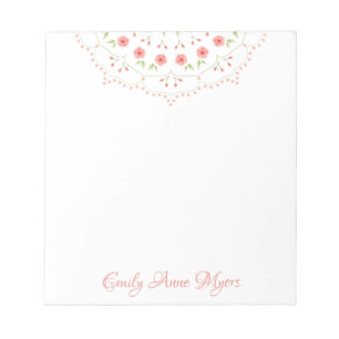 Floral Pink Cute Minimalist Chic Mandala Pattern Notepad