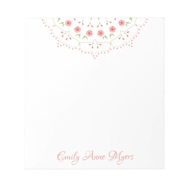 Floral Pink Cute Minimalist Chic Mandala Pattern  Notepad (Front)