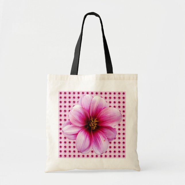 Floral Pink Dahlia Botanical Tote Bag (Front)