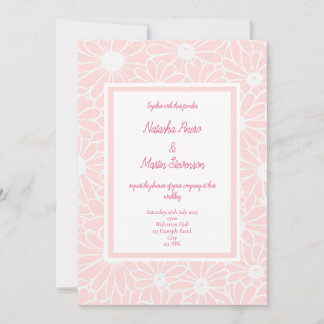 Floral pink daisy wedding invitation