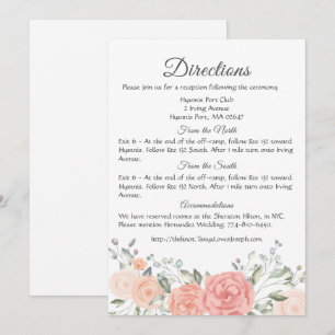 Floral Pink Details Directions Rose Flowers Invitation