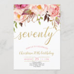 Floral Pink Elegant 70th Birthday Women Invitation<br><div class="desc">Floral Pink Elegant 70th Birthday Women</div>