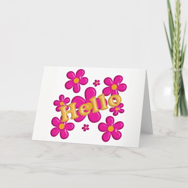 Floral pink element. Hello. Card (Front)