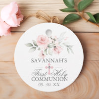Floral Pink First Holy Communion Thank You