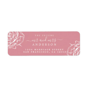 Floral Pink Future Mr Mrs Wedding Return Address Label