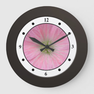 Floral Pink Garden Flower Modern Digits Large Clock