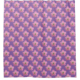 Floral Pink Geranium on any Colour Shower Curtain