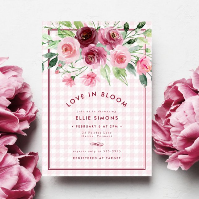 Floral Pink Gingham Love in Bloom Bridal Shower (Creator Uploaded)