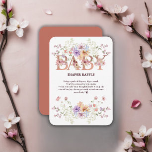 Floral Pink Glitters Baby Monogram Baby Shower Enclosure Card