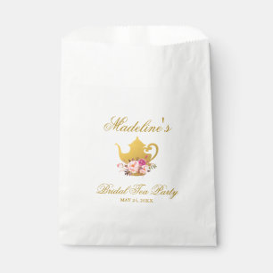Floral Pink Gold Bridal Shower Tea Party Favour Bag