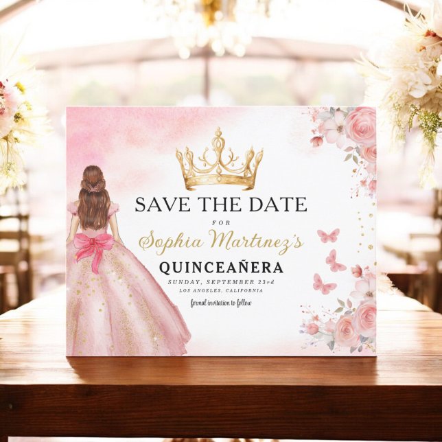 Floral Pink Gold Princess Birthday Quinceanera (Creator Uploaded)