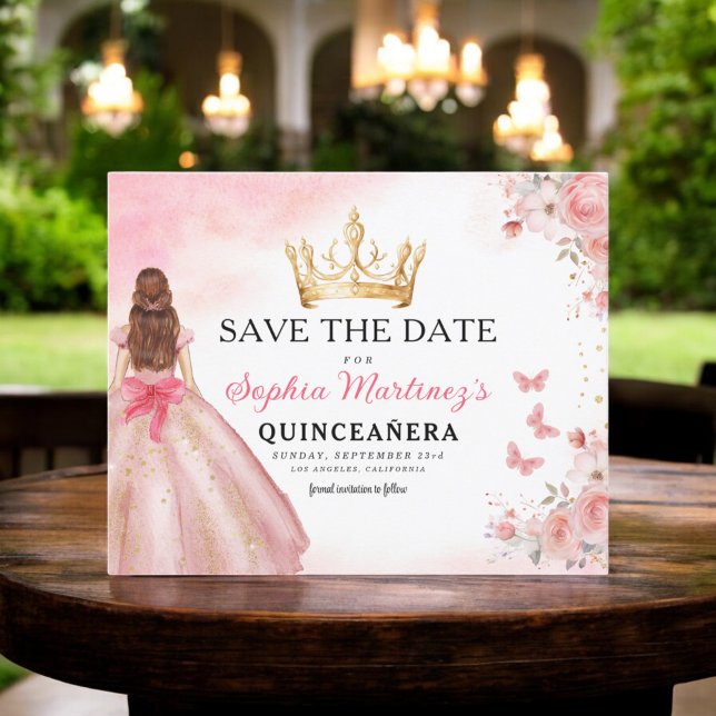 Floral Pink Gold Princess Birthday Quinceanera Flyer (Creator Uploaded)