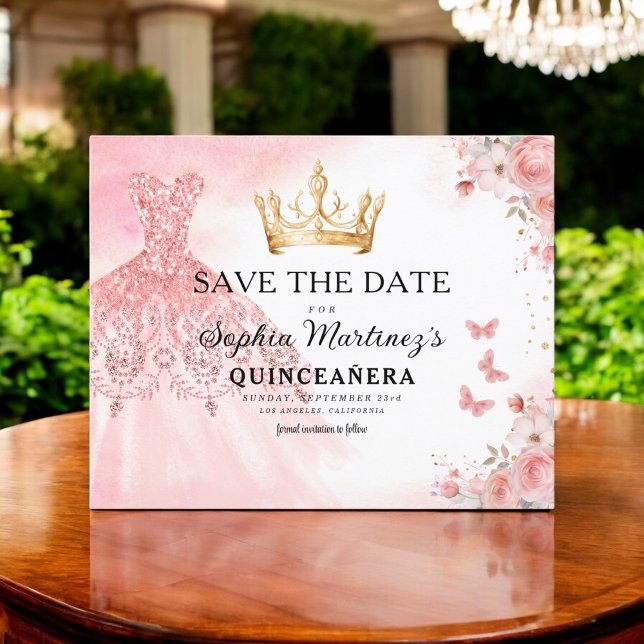 Floral Pink Gold Princess Birthday Quinceanera Flyer (Creator Uploaded)