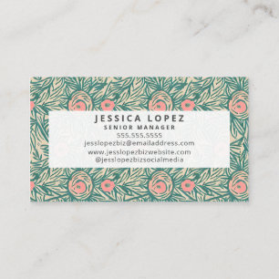 Floral Pink & Green Generic Template Business Card