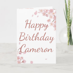 Floral Pink Happy Birthday to him Holiday Card
