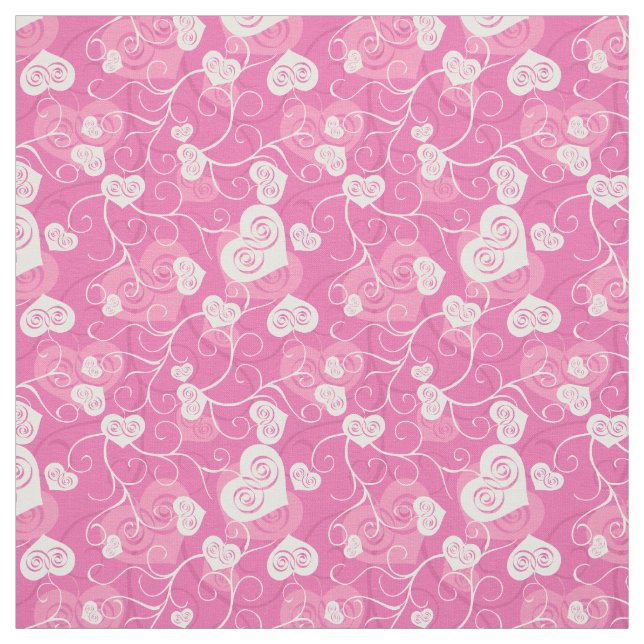 Floral Pink Heart Valentine's Pattern Fabric (Swatch)