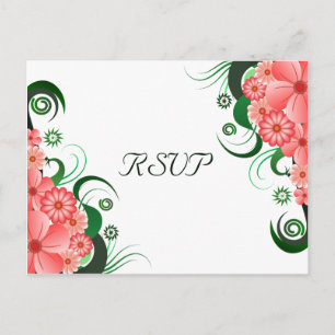 Floral Pink Hibiscus Elegant RSVP Response Card