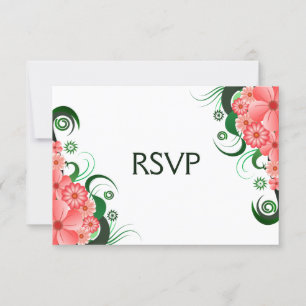 Floral Pink Hibiscus Elegant RSVP Response Cards