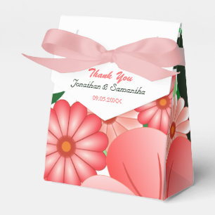 Floral Pink Hibiscus Tent With Ribbon Favour Box