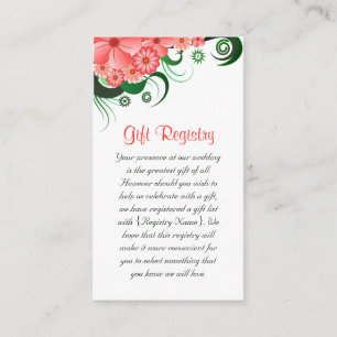 Floral Pink Hibiscus Wedding Gift Registry Enclosure Card