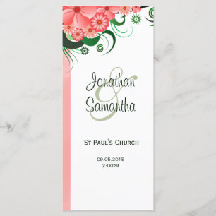 Floral Pink Hibiscus Wedding Program Template Card