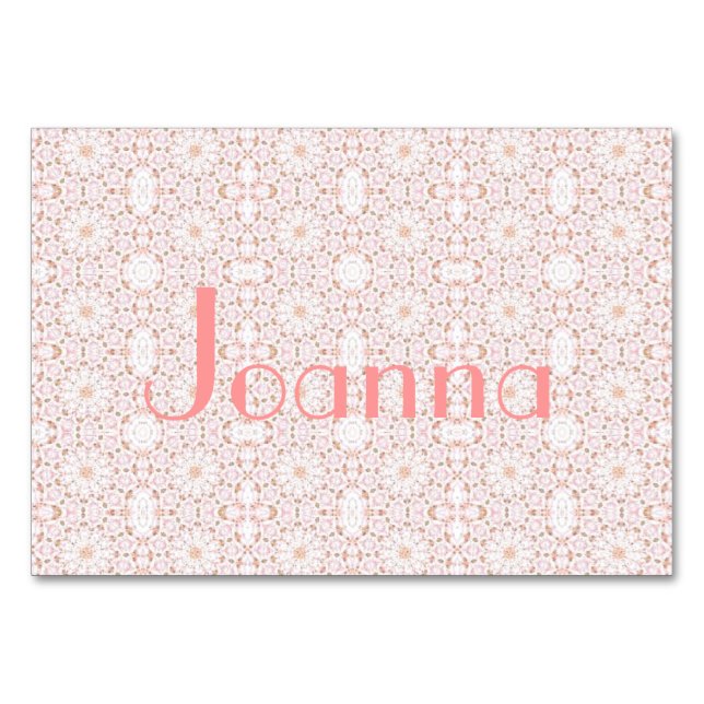 Floral pink Horizontal 3.5" x 5" Tablecard, Basic Table Number (Front)