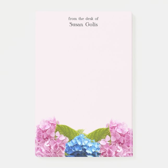 Floral Pink Hydrangea Home Office  Post-it Notes (Front)