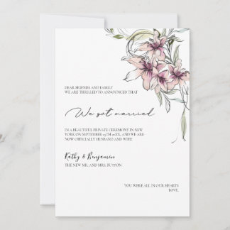floral pink lilies Announcement Card - photo card