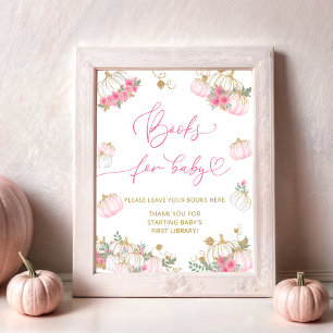 Floral Pink Little Pumpkin Books for Baby Poster