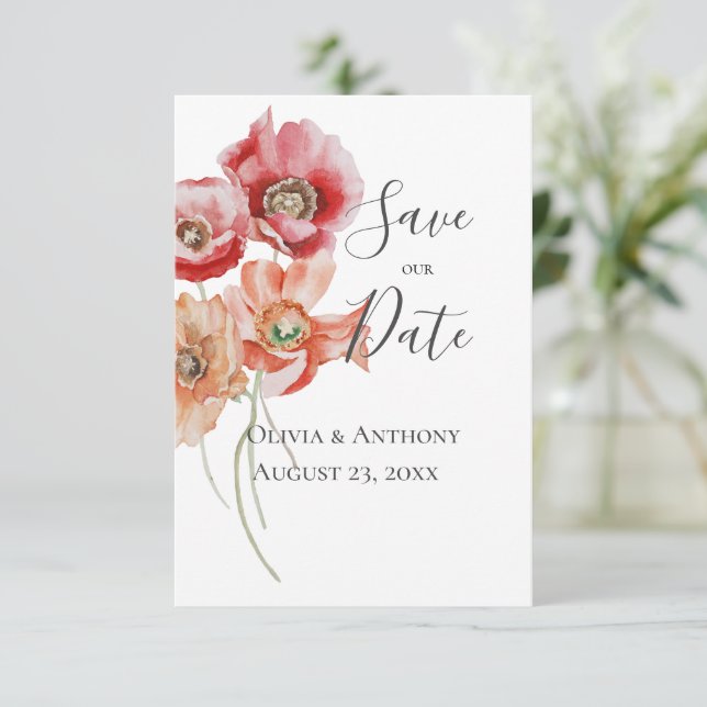 Floral Pink Modern Wedding Save the Date (Standing Front)