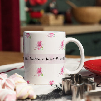 Floral pink motivational mug